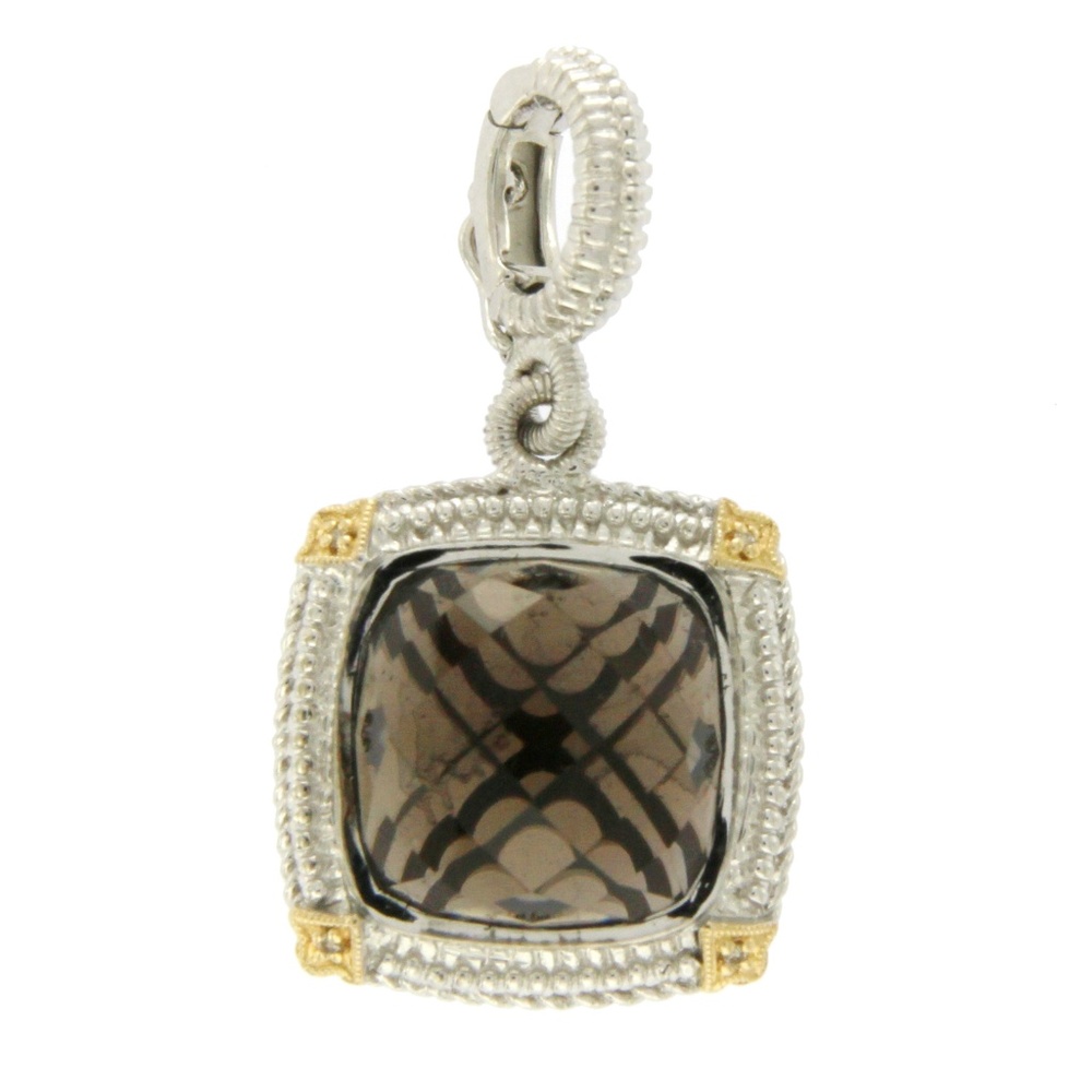 Gabriel & Co 925 Silver Diamonds Smoke Topaz Charm
